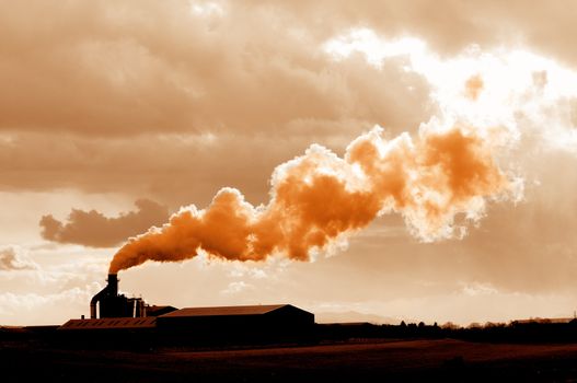 toxic waste fumes entering the atmosphere adding to global warming