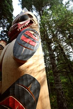 Totem pole  at Kitsumkalum Provincial Park