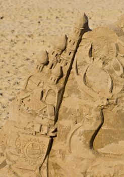 Sand castle. On the beach, close-up.