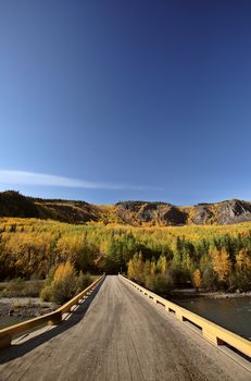 Flat bridge over Tuya River of British Columbia