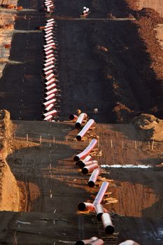 Pipes laid out for Natural Gas pipeline