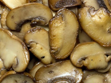 close up of a heap of sauteed mushrooms
