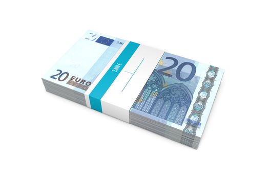 single packet of 20 Euro notes with bank wrapper - 5.000 Euros
