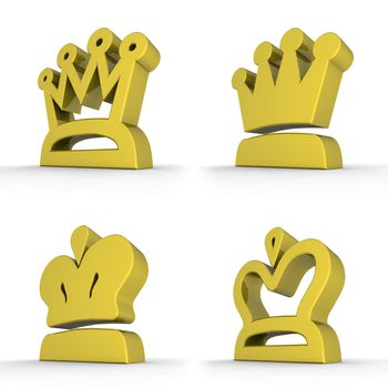 four different crown symbol designs in yellow