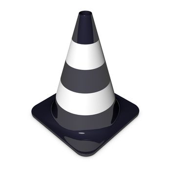 single traffic in 3d with shiny black and white stripes