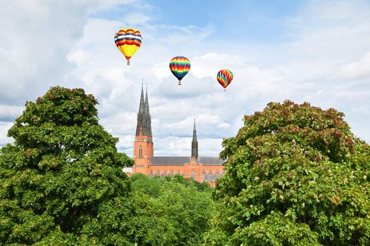 The famous Uppsala cathedral in Uppsala Sweden 
