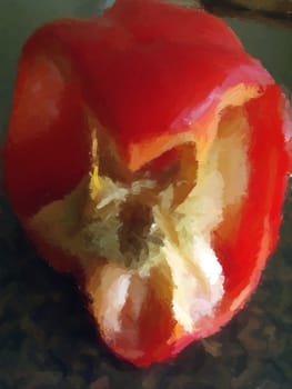 Painting of a capsicum quarter.