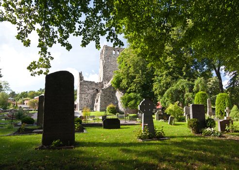 a viking church remain near uppsala in Sweden 