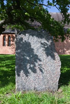 Ancient rune stone near uppsala in Sweden 