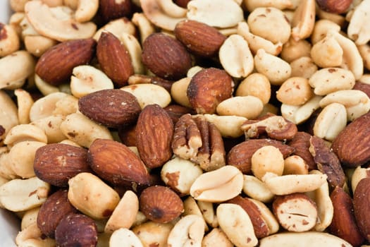 Mixed nut in a bowl close up.
