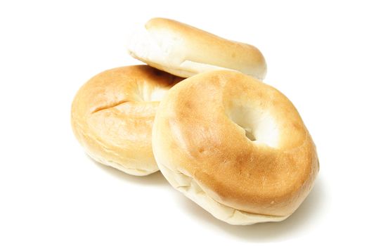 Three bagels isolated on the white background