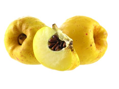 series of vegetables and fruits: quince isolated on white background