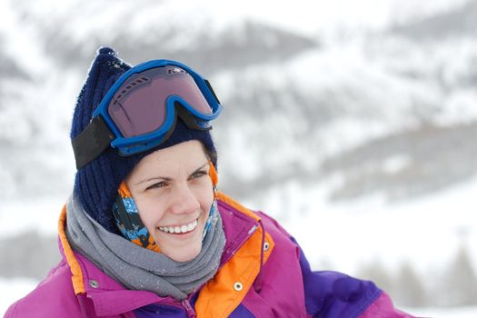 Female skier smiling portrait