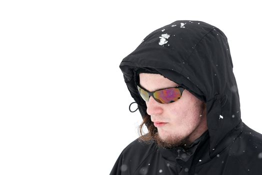 Winter portrait of a young man outdoors