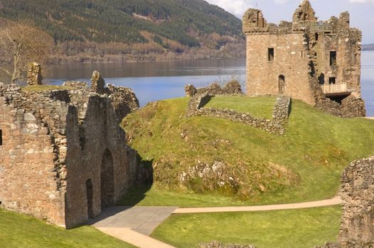 Urquhart Castle ruins at Loch Ness in Scotland, blown up in 1692 by the Clan Grant who owned it at the time, to stop it becoming a Jacobite stronghold