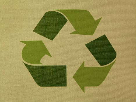 Green recycling symbol over a tissue background