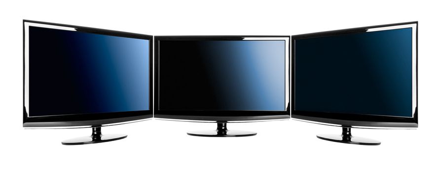 Three modern lcd TV’s isolated over a white background