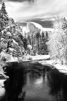 Yosemite valley in California during winter