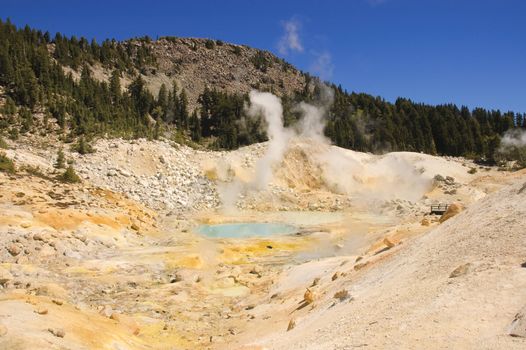 Mount Lassen hot sulpher springs and mud baths venting sulpher laden steam