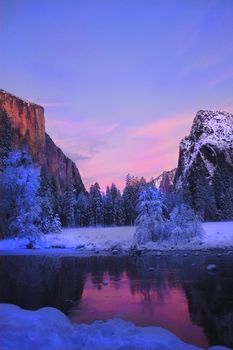 Yosemite valley in California during winter