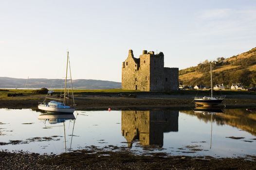 Castle ruins at Lochranza on the isle of Arran in Scotland