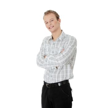 Portrait of the young happy smiling man isolated on a white background