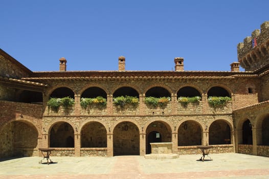 Inner courtyard of Tuscan style castle