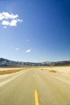 straight Desert road in Death Valley National Park, California