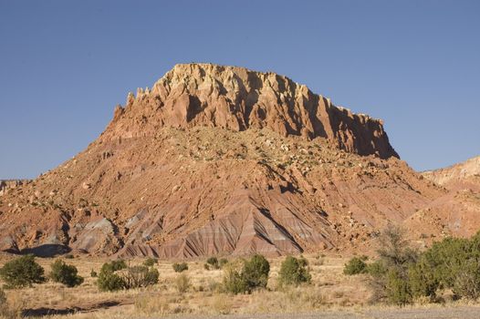 Rock outcrop in the setting sun of the New Mexico desert