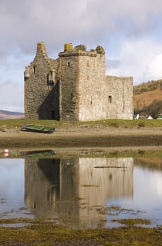 Castle ruins at Lochranza on the isle of Arran in Scotland