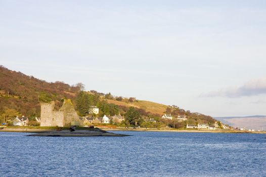 Castle ruins at Lochranza on the isle of Arran in Scotland
