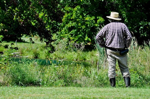 man watching water