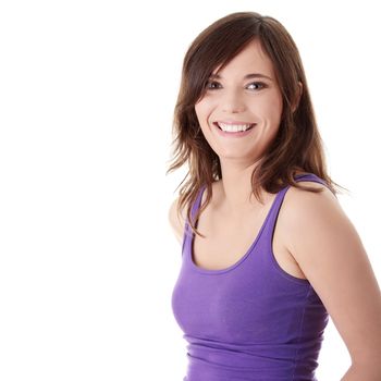 Portrait of young woman isolated on white background