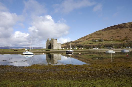 Castle ruins at Lochranza on the isle of Arran in Scotland