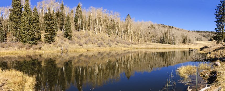 panorama of a mountain lake in New Mexico