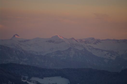 beautiful snowy winter landscape at Christmas time