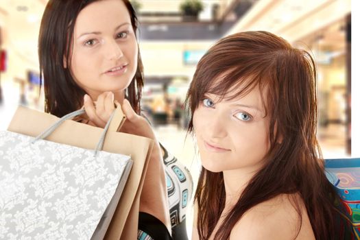 Shopping Women. Isolated over white background