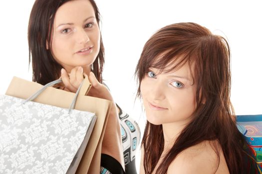 Shopping Women. Isolated over white background