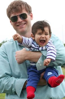 Father and son enjoying the outdoors