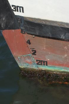 Depth measurements on the bow of a boat