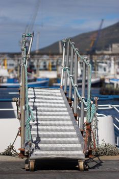 Close up shot of a boarding bridge / ladder.