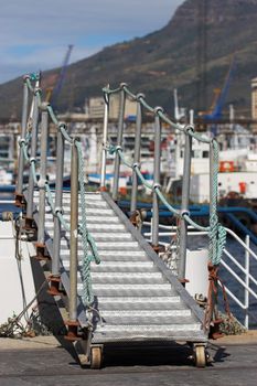 Close up shot of a boarding bridge / ladder