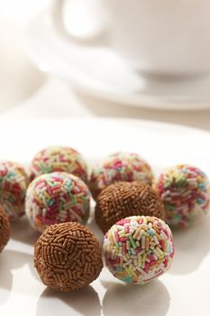 sweet still life: round perfect bonbon for dessert