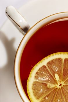 cup of tea with lemon, top�view