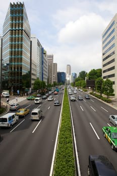 The traffic in Tokyo.