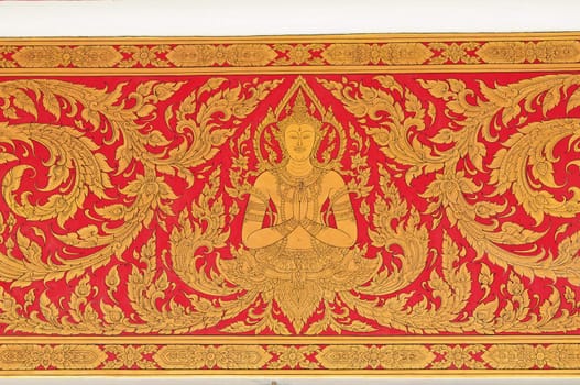 traditional thai style painting at the temple