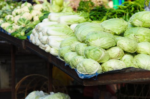 vegetable on sidewalk market, thailand
