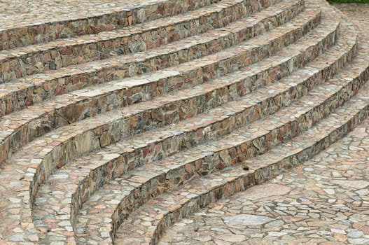 Curve of stone stairs  in Thai nature Park