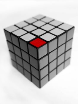 One red cube leadership concept with rubik.