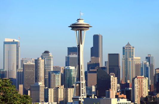 A skyline of downtown Seattle Washington.